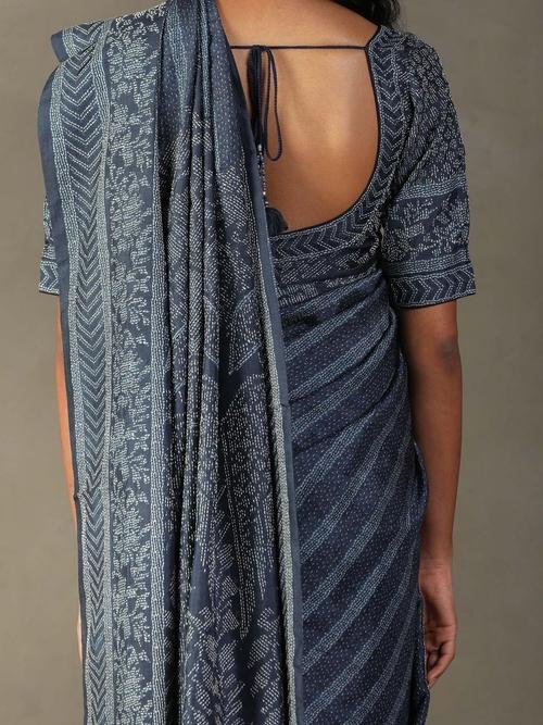 Blue Mirage Ayati Saree With Unstitched Blouse - Image 5